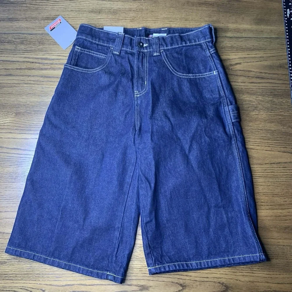 Dickies Dark Wash Denim Carpenter Shorts Relaxed Fit Baggy Streetwear Jean